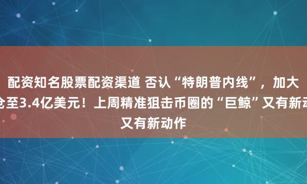 配资知名股票配资渠道 否认“特朗普内线”，加大空仓至3.4亿美元！上周精准狙击币圈的“巨鲸”又有新动作